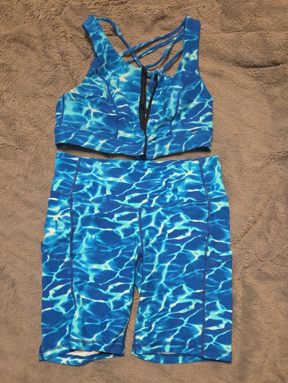 torrid Blue Wave Print Bike Shorts Set